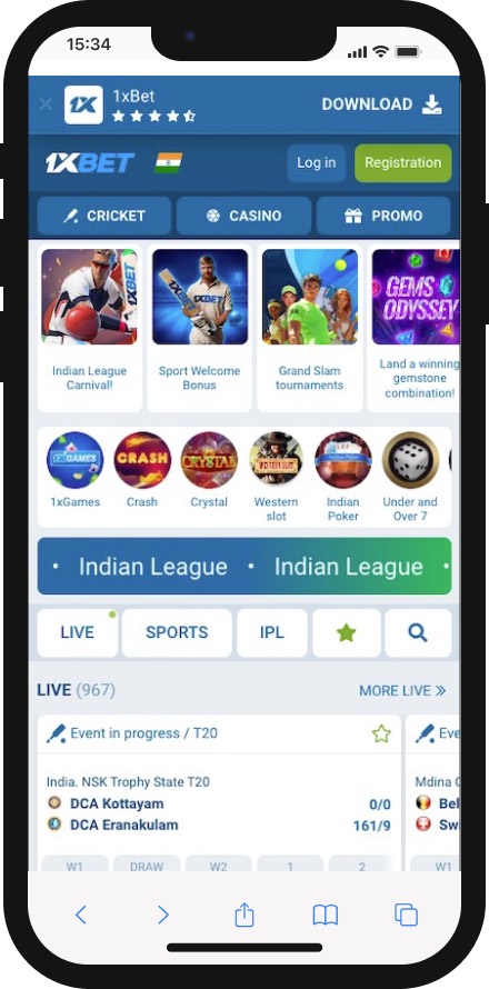1xBet mobile version new design