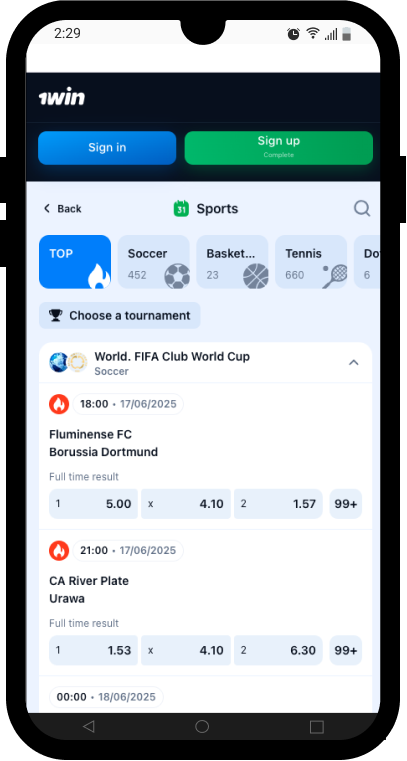 1win mobile sportsbook