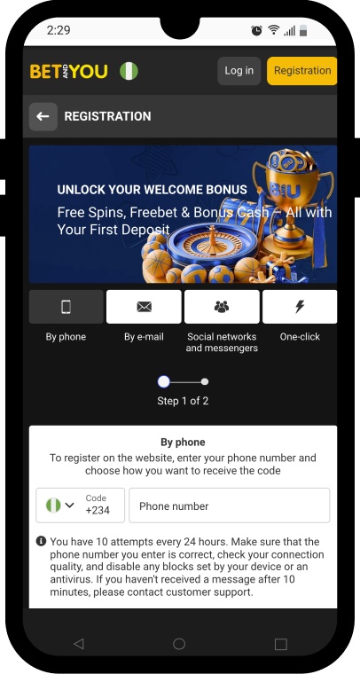 Betandyou registration via mobile phone number