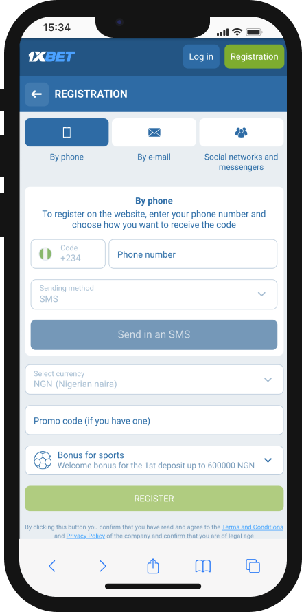 1xbet Registration for users from Nigeria