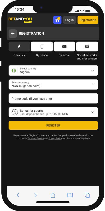 BetandYou Africa registration from Nigeria