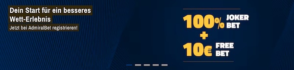 10€ Freebet + 90€ Jokerbet warten auf dich bei ADMIRALBET