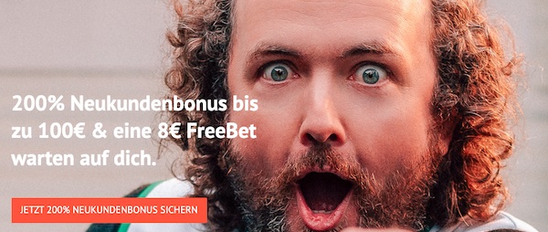 200 % bis 100 € Bonus samt 8 € ODDSET Freebet