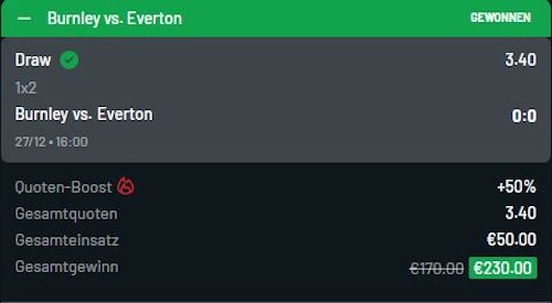 Unser gewonnene Wette bei Daznbet in der Woche 52