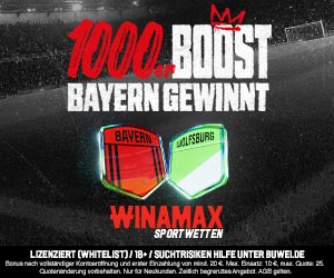 Bayern vs Wolfsburg 1000 % Boost bei Winamax