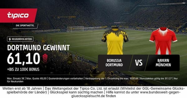 13-fache Tipico Quote zu BVB vs Bayern
