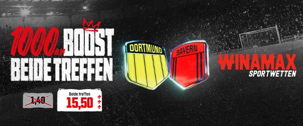 1.000% Winamax Boost zu Dortmund vs Bayern