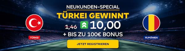 10er Quote bei Merkur Bets auf Türkei besiegt Rumänien