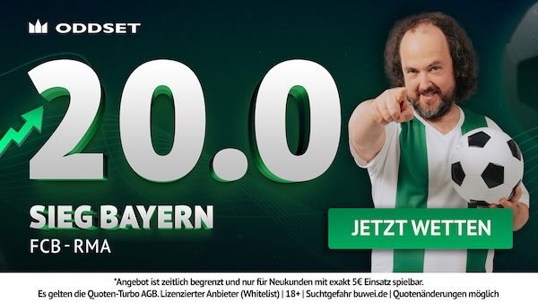 Bayern gewinnt gegen Real zu ODDSET Quote 20.0