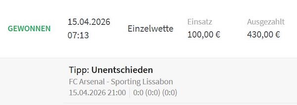 Tipico Schein zu Arsenal - Sporting Lissabon