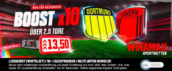 Winamax Boost zum Super Cup BVB vs Bayern