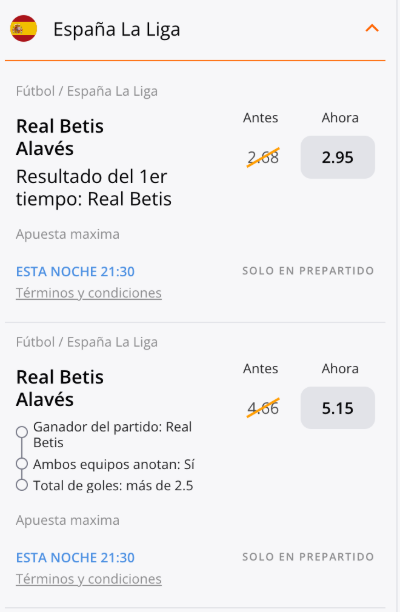 cuotas mejoradas de betsson peru.