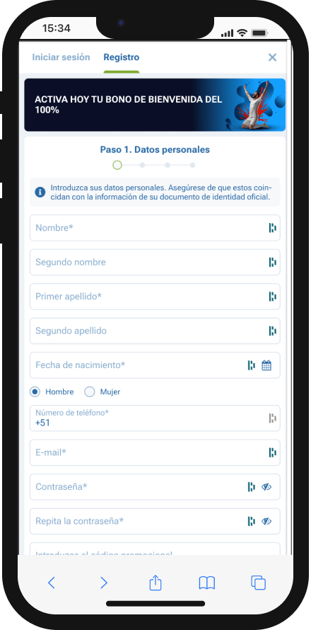 1xbet peru apuestas proceso de registro.