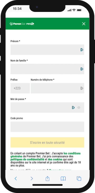 premier bet inscription sur mobile