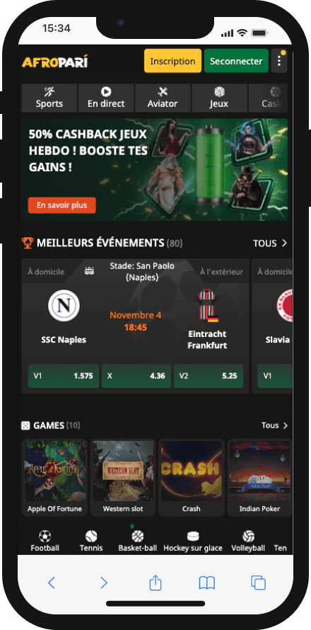 afropari accueil sur mobile