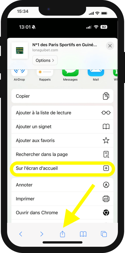 comment partager lonaguibet app