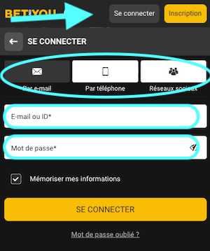 betandyou log in sur smartphone