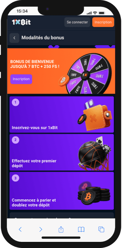 1xbit bonus de bienvenue sur mobile