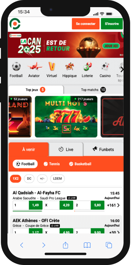 version mobile pariez cash sur telephone