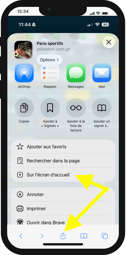 comment utiliser yellowbet mobile comme une app