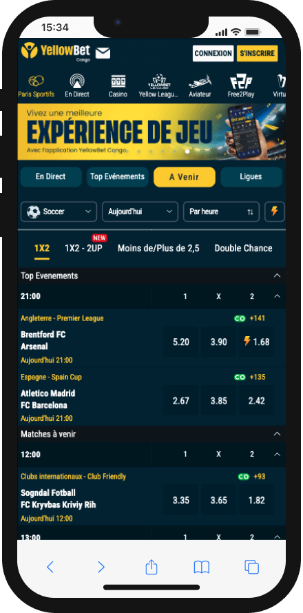 yellobet iphone depuis la version mobile web
