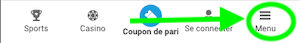 menu megapari sur mobile