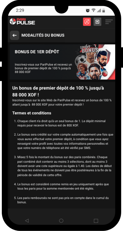 bonus paripulse de bienvenue sport