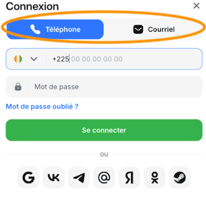 se connecter sur 1win