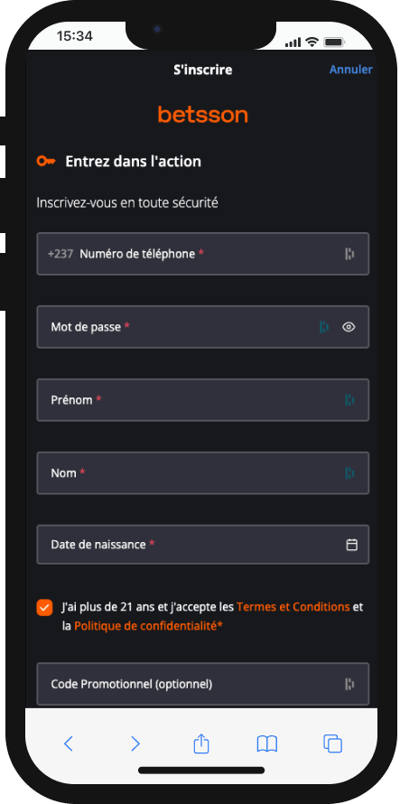 inscription betsson cameroun
