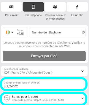 inscription goldpari case a remplir
