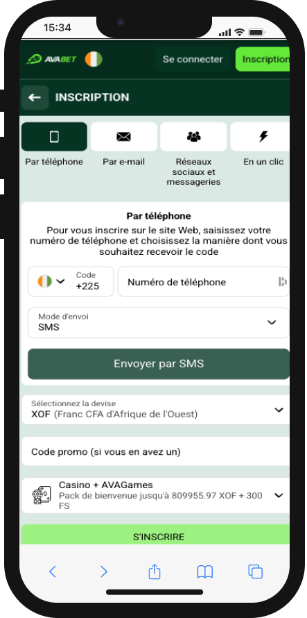 s inscrire sur avabet ci