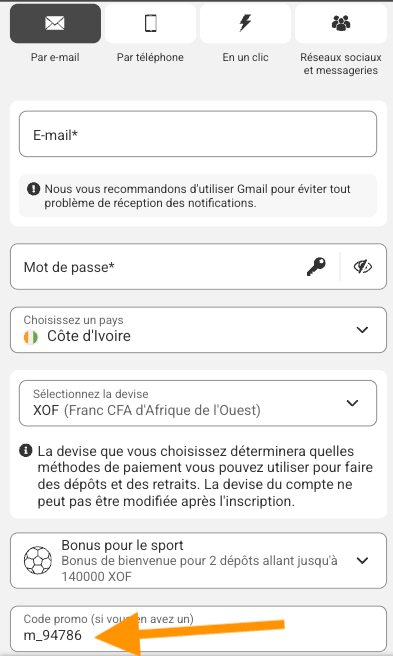 cpomment creer un compte megapari etape 3